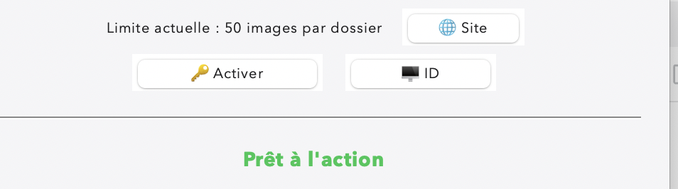 Boutons Activer et ID permettant d’installer ou demander une licence IconoTagger